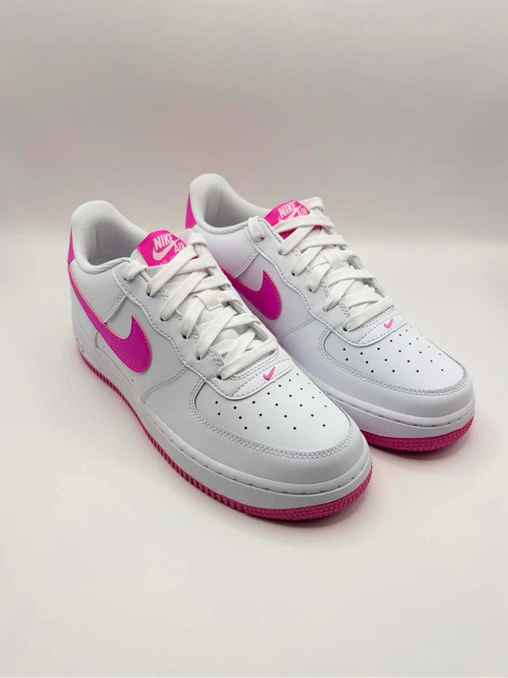 Nike Air Force 1 White with Hot Pink Swoosh
